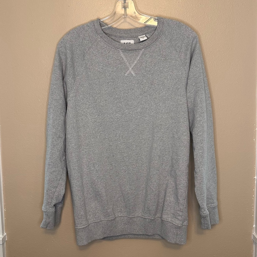 Save the Ocean Recycled Fabric Cozy Gray Crew Neck Sweatshirt Size Medium